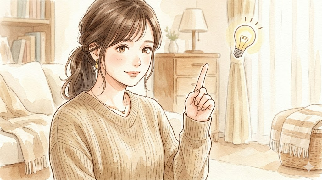 人差し指を立ててポイントを伝える女性のイラスト