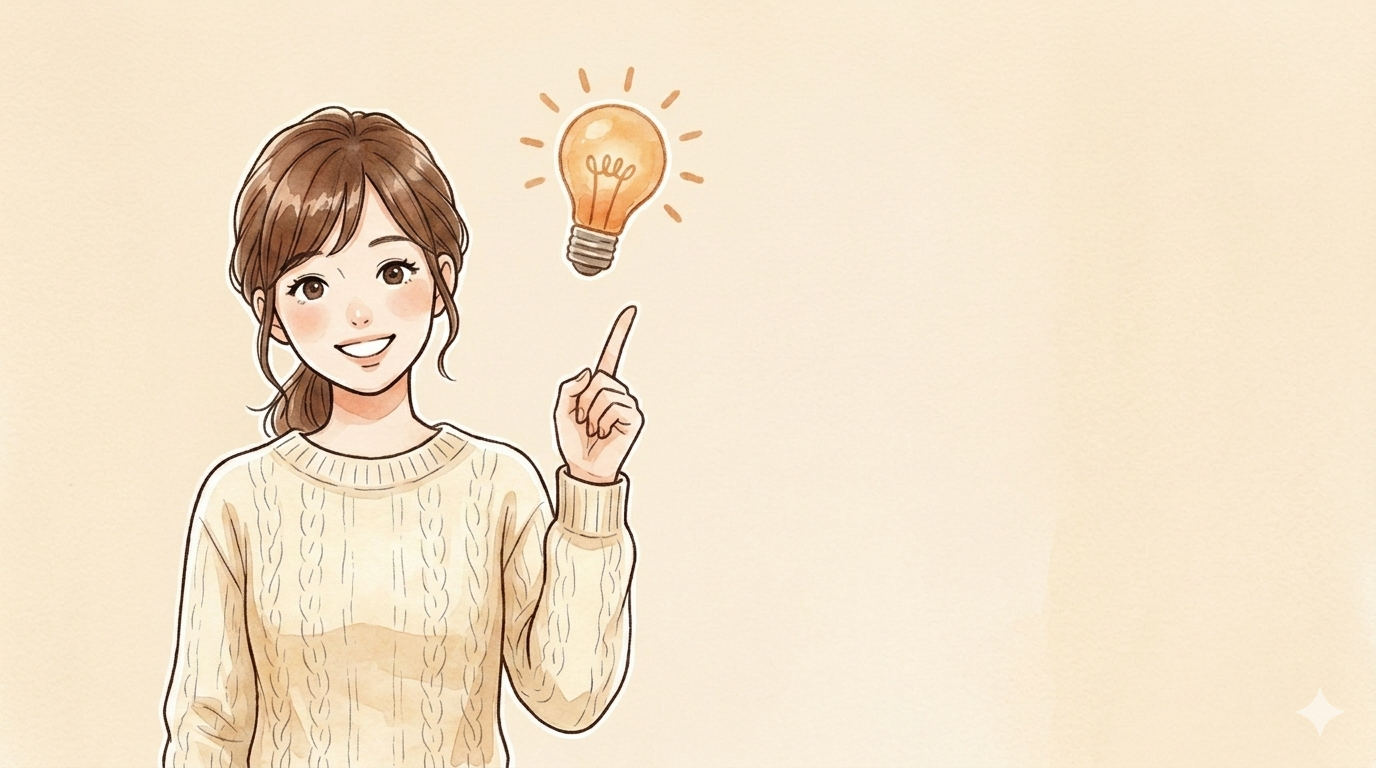 人差し指を立ててポイントを伝える女性のイラスト