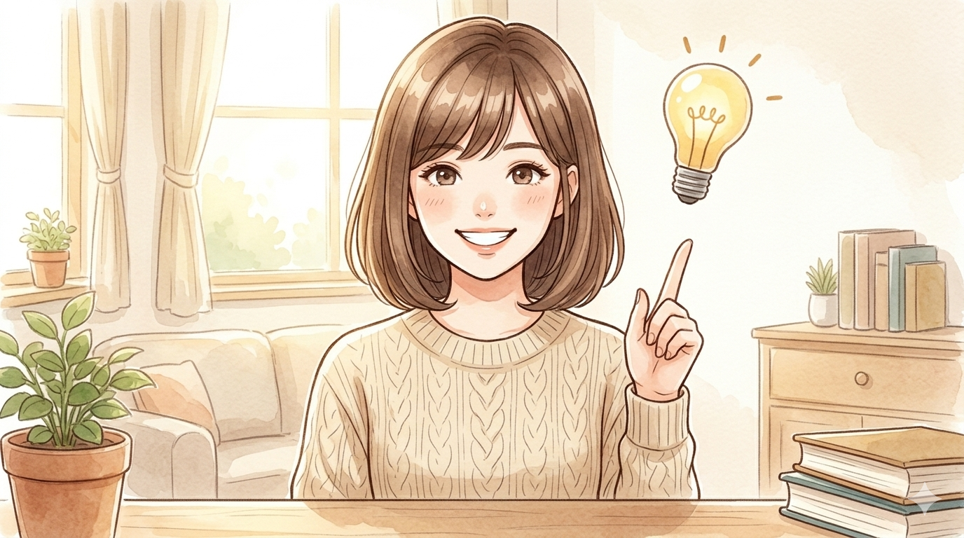 人差し指を立ててポイントを伝える女性のイラスト
