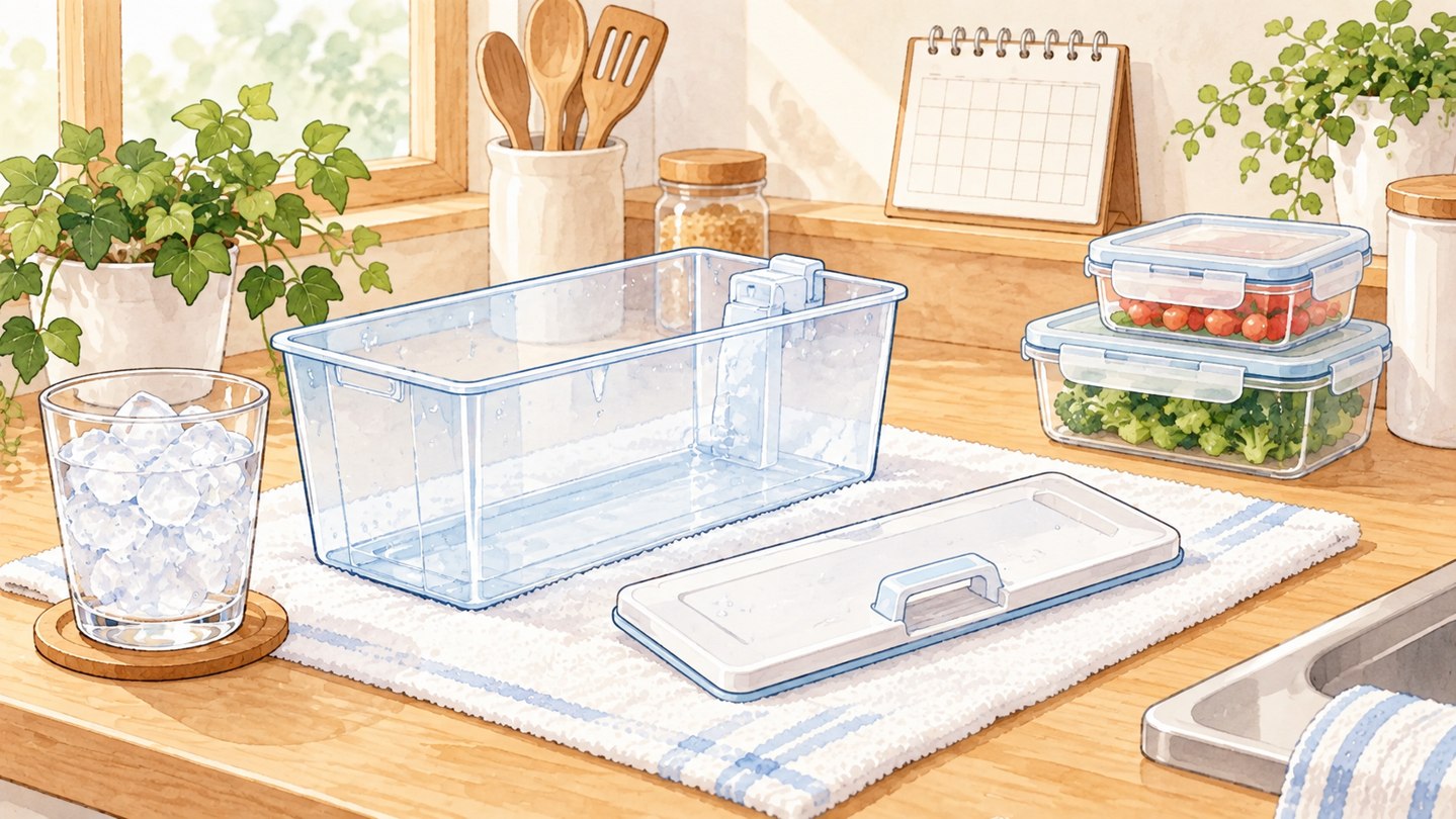お手入れした給水タンクと密閉した食品容器